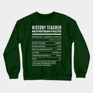 History Teacher Nutrition Facts Crewneck Sweatshirt